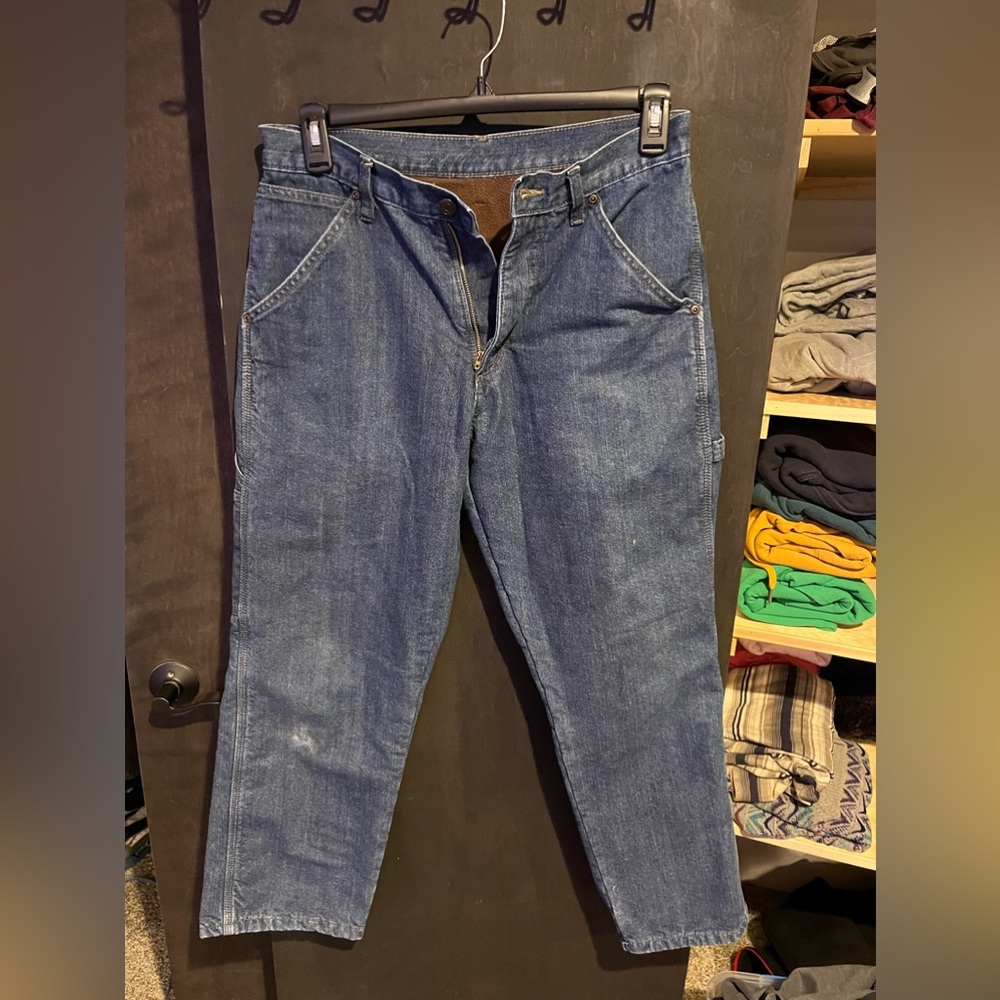 Wrangler | 94GRWSD | Loose Fit Fleece Lined Carpenter Jeans | Blue | 32x29 EUC |